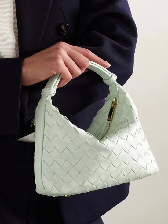 Bottega Veneta Handbags - Bottega Veneta Wallace Intrecciato Nappa Woven Bag in Light Mint Blue Green